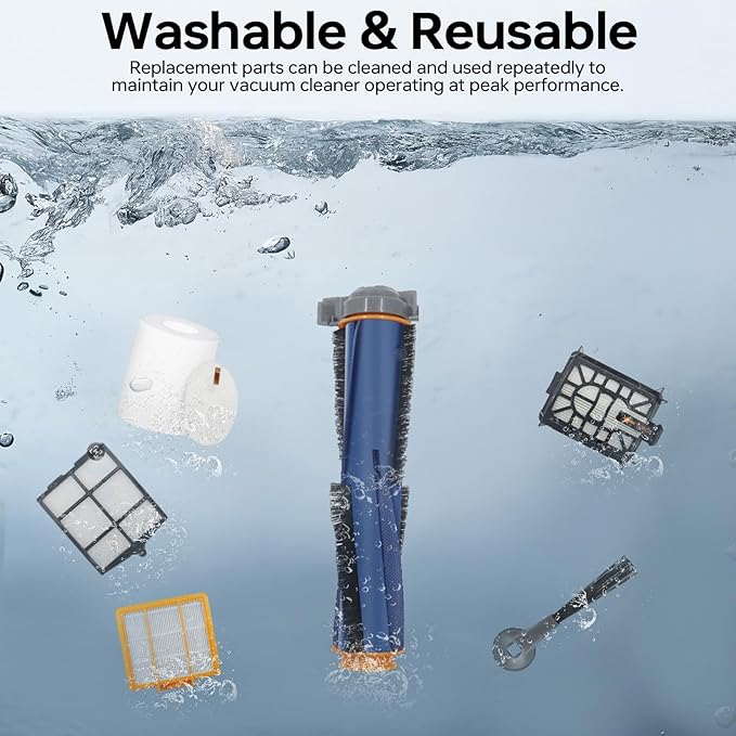 Replacement Parts Compatible with Shark AI AV2501S AV2511AE AV2501AE RV2502AE RV2610WA AV2510AOUS RV2520AOUS Robot Vacuum Cleaner, 1Main Brush, 2 motor pre-filters, 2Foam Filters, 6Side Brushes