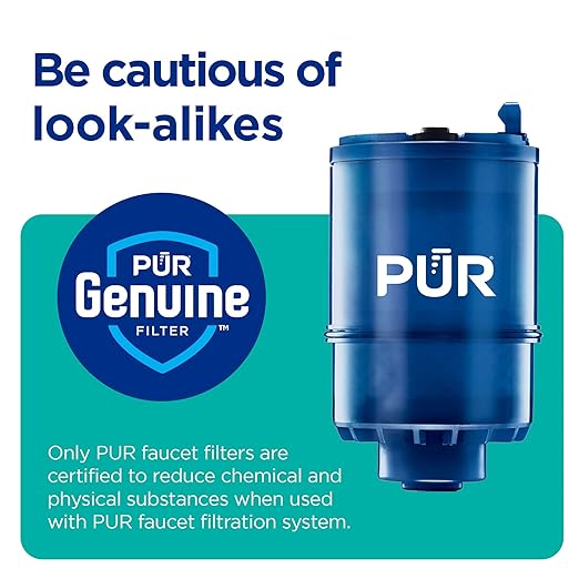 PUR Plus Vertical Faucet Mount Water Filtration System, Lead-Reducing Water Filter For Sink Faucet, Easy Install, 100 Gallons, Compatible with Sinks with External Aerators, Grey