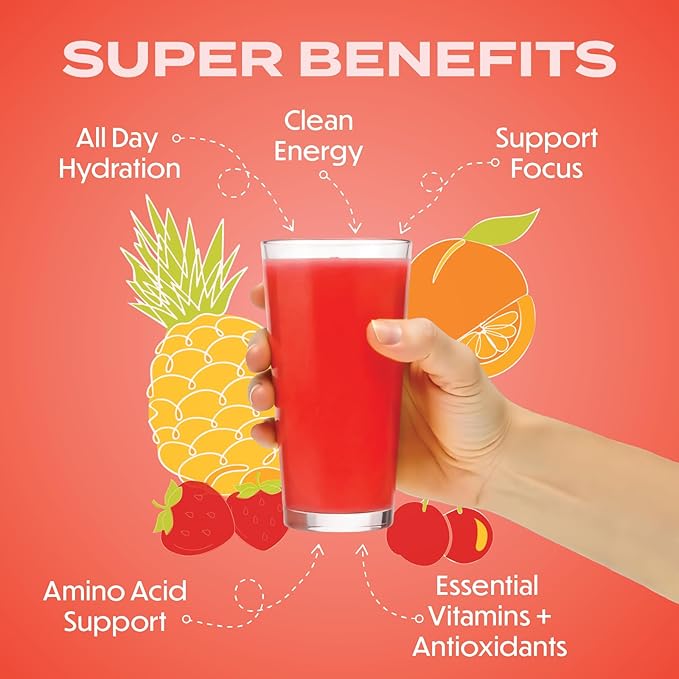 Forgge Healthy Energy Drink Powder Mix - Clean Caffeine + B12, B6, C & D Vitamins - Sugar Free Energy Drink Powder with Electrolytes, Amino Acids, Antioxidants, Lions Mane - Vegan, Keto-Friendly - 30 SVG, Fruit Punch