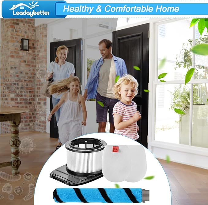 Leadaybetter Filter Replacement for Shark IZ662H Vertex Pro Lightweight Cordless Stick Vacuum with DuoClean PowerFins, 2 HEPA Filters, 1 Soft Roller, Compare to Prat XHFIZ500 & XFFKIZ600 & 855FFJ362H