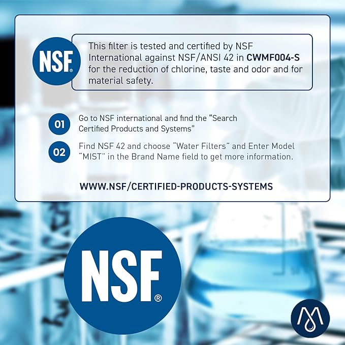 Mist EDR4RXD1 Refrigerator Water Filter Replacement for EveryDrop® Filter 4 – Maytag® UKF8001AXX-200, UKF8001AXX-750, Whirlpool® WHR4RXD1, UKF8001, 4396395 – 2-Pack – NSF 42 & 372 Certified