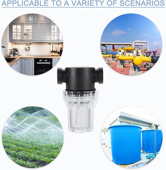 uxcell Pressure Washer Filter 1/2" NPT Female Thread, Inline Mesh Strainer Attachment, Stainless Steel Screen with Sealant Tape for Outdoor Gardening Inlet Water (Size:40 Mesh)