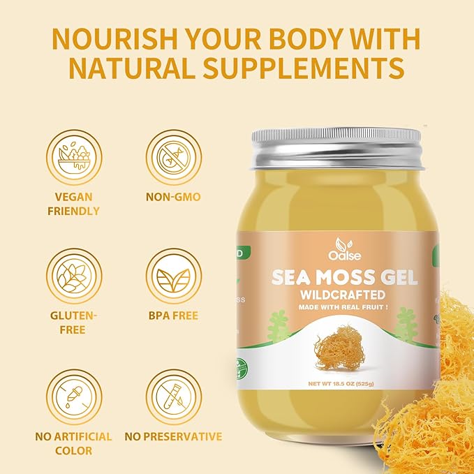Sea Moss Gel - Wildcrafted Sea Moss Gel SSS Supplement for Kids and Adults 18.5OZ Original