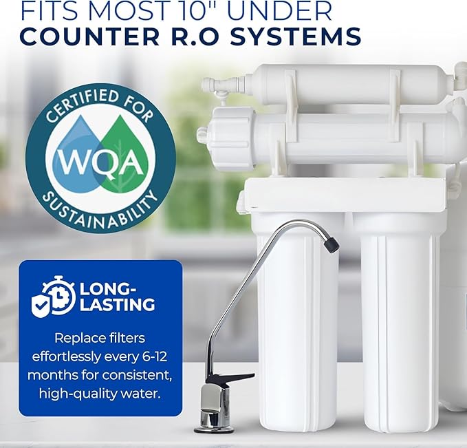 IPW Industries Universal 3-Stage Under Sink Reverse Osmosis Replacement Filter Kit | Replace Every 6-12 Months for Pure, Refreshing Water