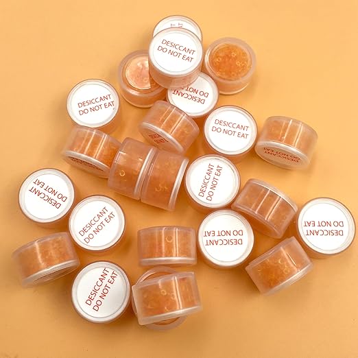 2 Gram 110 Pack Desiccant Packs Food Grade, Silica Gel Capsule with Indicating Silica Gel Beads (Orange to White), Moisture Absorber Packets Silica Gel Packets