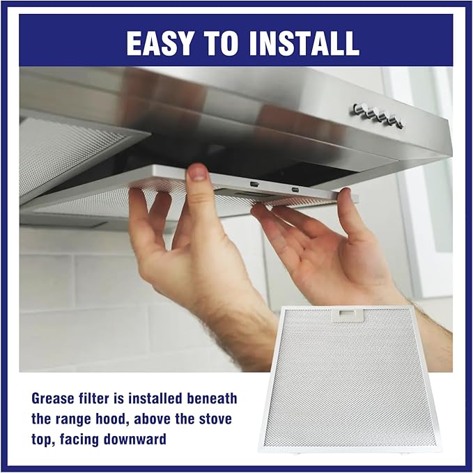 2 Pcs WB02X27207 Range Hood Grease Filter Mesh Fit for GE JVX5300BJ1TS JVX5300DJ1WW JVX5300DJ1BB, Replace 4463981 AP6039217 PS11771771 EAP11771771 (13.75''x13.75'')