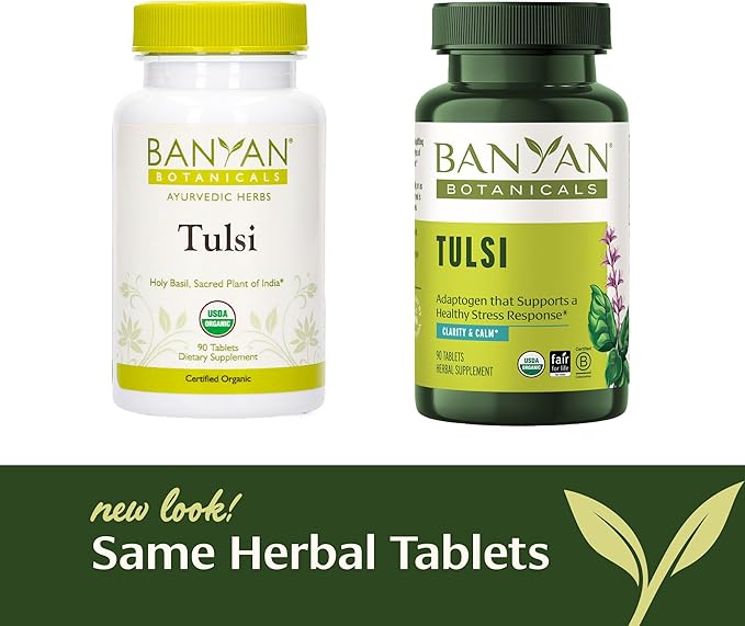 Banyan Botanicals Tulsi (Holy Basil) – Uplifting Adaptogen – Organic Lung and Respiratory Health Supplement* – 90 Tablets – Non-GMO Sustainably Sourced Vegan