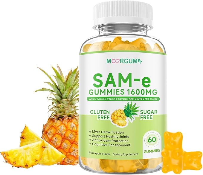 SAM-e L-Tyrosine Gummies with NAC, CoQ10 & Vitamin B Complex, 1600mg SAM e, 1500mg L Tyrosine Supplement for Energy, Cellular Antiox Protection, Neurotransmitter Support, Enhance Emotional Well-being
