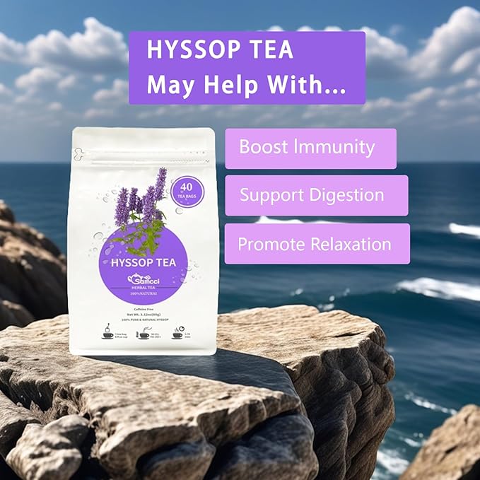 Samcci - Hyssop Tea, 40 Teabags, 1.5g/bag - Premium Hyssop Tea bags - No Additives - No Preservatives - Support Digestion & Promote Relaxation