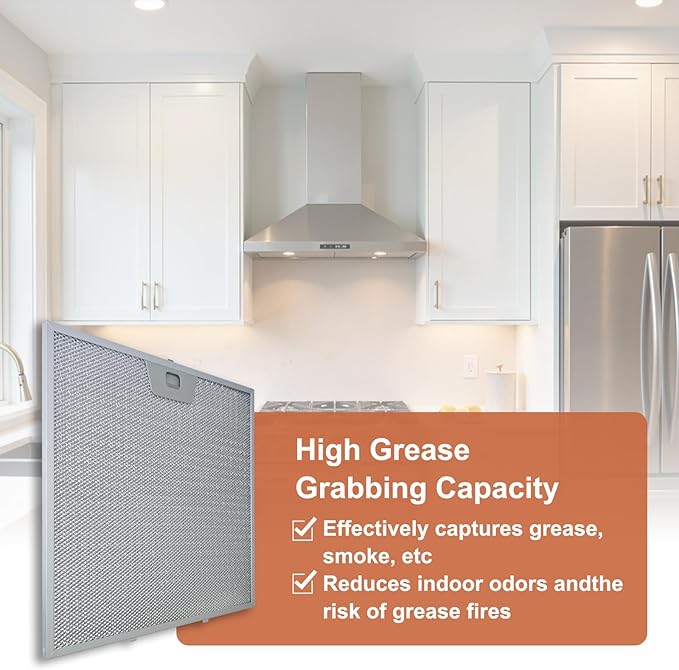 2PCS WB02X24872 Range Hood Grease Filter Compatible with GE Range Hood JVW5301FJ1DS JVW5301SJ1SS JVW5301BJ1TS JVW5301EJ1ES JVW5301EJ2ES, 11.92 x 11.81 x 0.39"