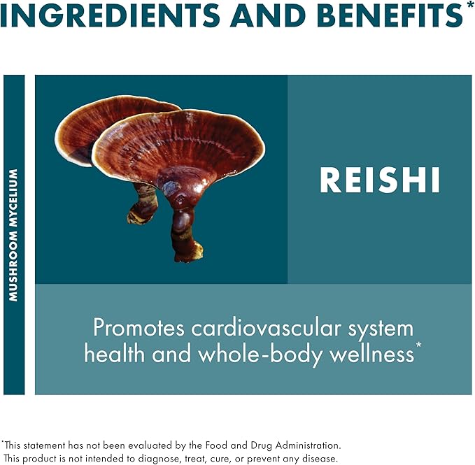 Host Defense Reishi Capsules - Heart & Immune Health Support Supplement - Mushroom Supplement to Support Energy & Vitality - Reishi Supplement to Aid Overall Well-Being - 60 Capsules (30 Servings)*