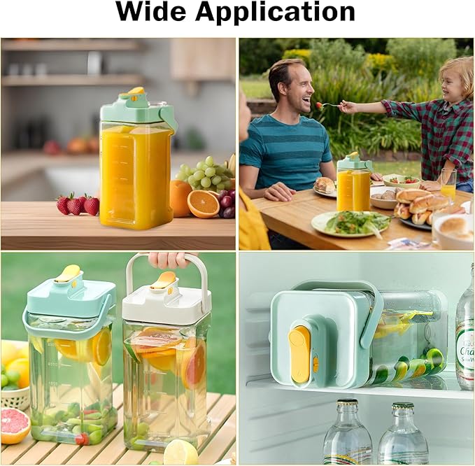 120 oz Cold Water Bottle, Clear Plastic Kettle with Lid, BPA-Free & Shatter-Resistant Refrigerator Pitcher, Perfect for Iced Tea, Sangria, Lemonade, Juice, Milk & More (Green)