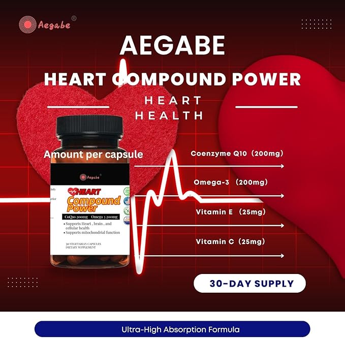 Coenzyme Q10 Supplement,Omega3 Supplement,Ultra High Absorption,with COQ10 and Omega3 400mg,4xutilization Rate,Enhancing Heart Health and Brain Health,for Cardiovascular,Energy,Cellular Health