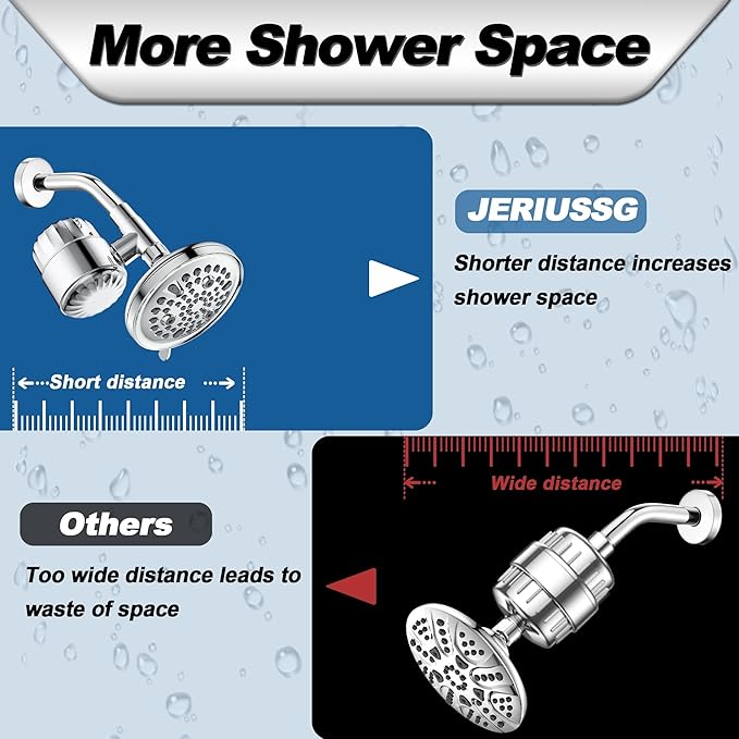 6" Filter Shower Head for Hard Water, 9 Setting Mode Shower Heads with Filters, Round Detachable Shower Head with Filter and Extra Replacement Filters, Chrome