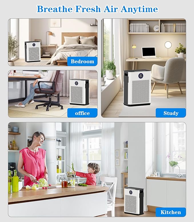 Air Purifier,FREHSDEW Smart WiFi Air Purifiers for Home with H14 HEPA and Activated Carbon Filter, Removes 99.99% of Dust,Odors,Smoke,and Pet Hair Covers up to 2300 Sq.Ft, Quiet and Energy Efficient