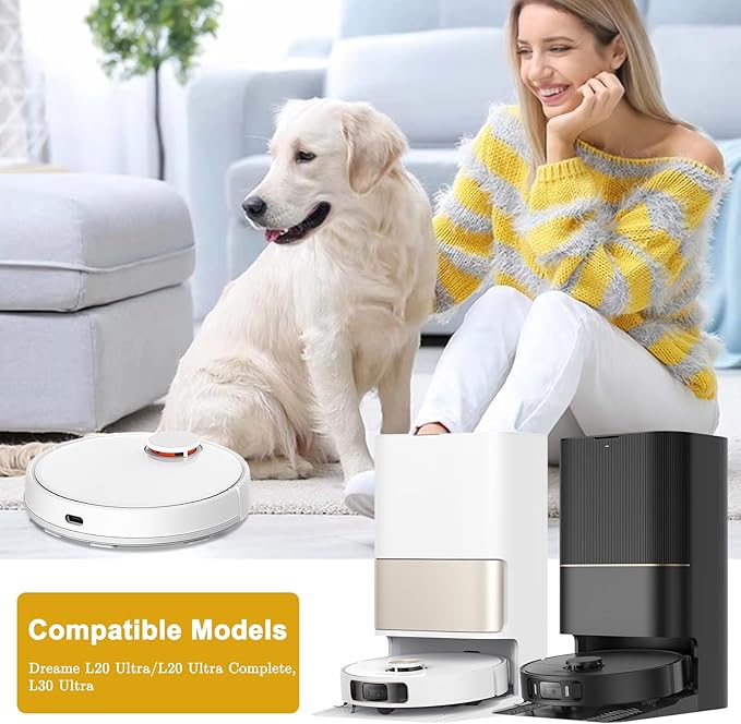 26 PCS Replacement Parts for Dreame L20 Ultra/L20 Ultra Complete L30 Ultra Robot, Vacuum Cleaner Accessories 1 Main Brush, 6 Dust Bags, 6 Mop Pads, 6 HEPA Filters, 6 Side Brushes, 1 Cleaning Brush