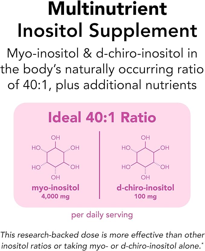 Theralogix Ovasitol Plus Metabolic Health Supplement - Myo-Inositol & D-Chiro Inositol+Chromium Picolinate+Alpha-lactalbumin & Vitamin D - 90-Day Supply - Unflavored - 180 Count