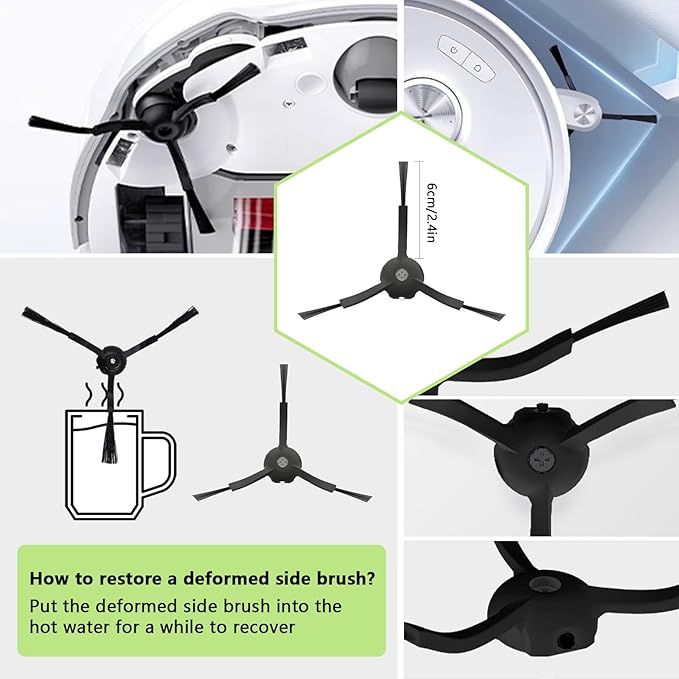 Yivy Accessories Kit Compatible with Roborock Qrevo Pro/MaxV/S/Plus Robotic Vacuum Cleaner, 2 Main Brush Rollers, 6 Black Side Brushes, 4 HEPA Filters, 8 Mop Pads, 6 Dust Bags (Black-29)