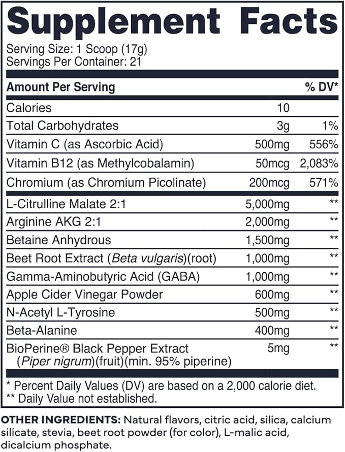 Type Zero Ultra Clean Stim Free Pump Pre Workout + Nitric Oxide Booster (Cherry Limeade) - Non Stimulating and Caffeine-Free for Men & Women