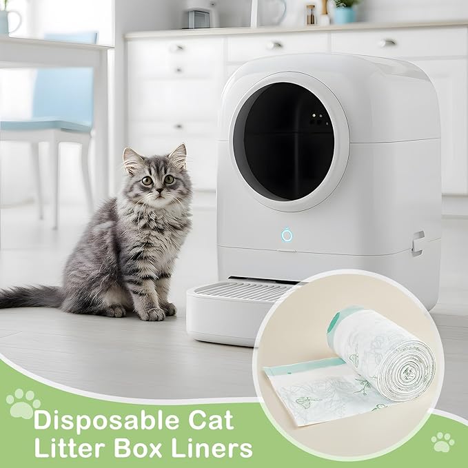 Glittme Cat Litter Box Liners, 60 Count Large Capacity Cat Litter Bags for Automatic Litter Robot 3/4, Thick Cats Kitty Litter Bags with Drawstring