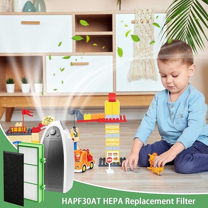 HAPF30AT-Total Air HEPA Type Filter Replacement for Holmes AER1 Filter Replacement, Compatible with HAPF300AH-U4R and HAP242-NU, Funmit 4 True HEPA Filters & 8 Activated Carbon Pre-Filters, Green