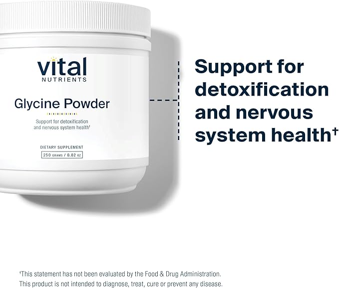 Vital Nutrients Glycine Powder 250g | Amino Acid to Promote Restful Sleep, Stress Relief, Memory, and Cognitive Support* | Vegan Glycine Supplement | Gluten, Dairy, Soy Free | Non-GMO | 625 Servings