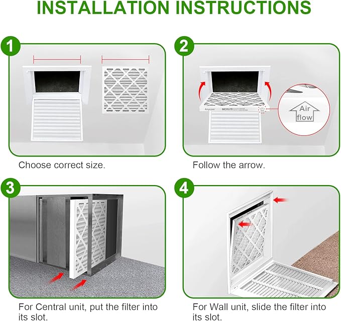 14x14x1 Air Filter 2-Pack MERV 11 MPR 1000 FPR 7 AC HVAC Furnace Pleated Filters for Home Office (Actual Size: 13.75x13.75x0.75 inch)