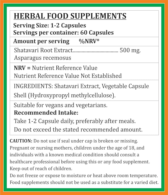 Generic Capsule Shatavari Forte (Asparagus racemosus) Capsules, Pack of 60 x 500 mg. Veg. Capsules (Set of 4)