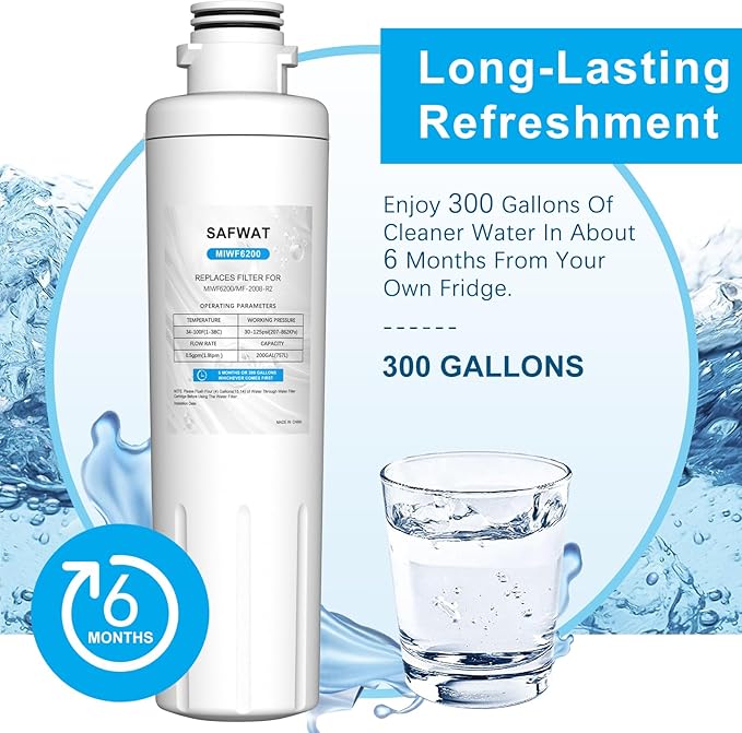 MIWF6200 Replacement for Midea MF-2008-R2 Sharp SJWF200 Zline MIWFT2100 Insignia NS-WF26SS0-1 Twist-in Refrigerator Water Filter (1 Pack)