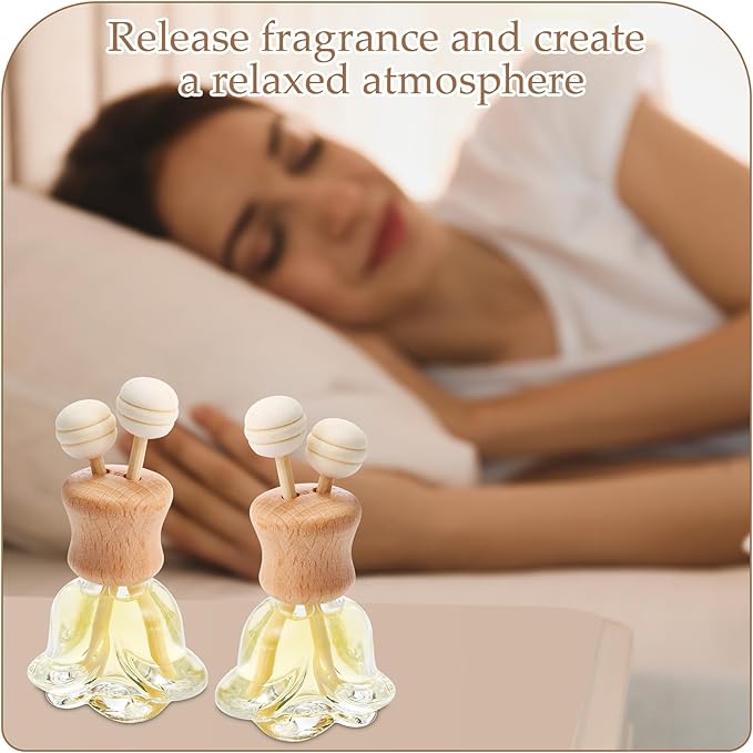 Zubebe 30 Pack Car Air Freshener Diffuser with Vent Clip Empty Car Diffuser Bottles for Essential Oil Perfume Glass Bottle with Wooden Caps Stick(Flower)