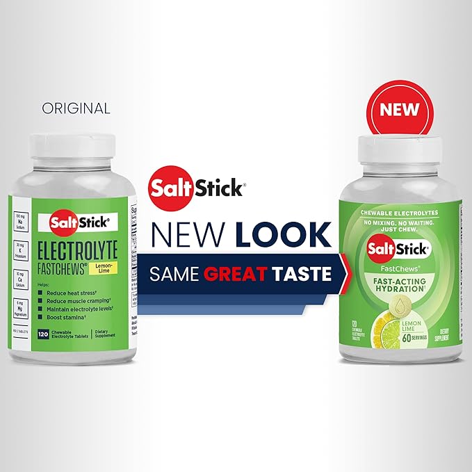 SaltStick Electrolyte FastChews - 120 Lemon Lime Chewable Electrolytes - Salt Tablets for Running and Hydration, Electrolyte Chews - 120 Count