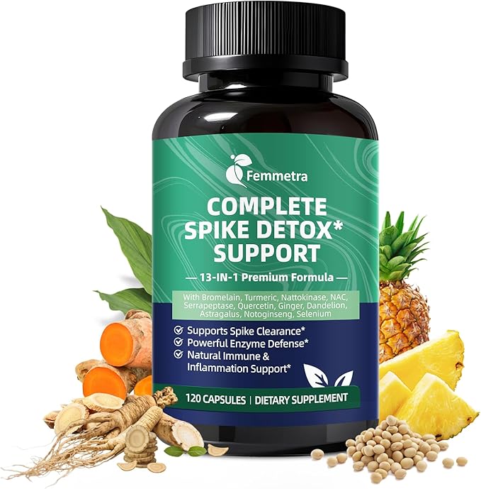 Spike Protein Detox Capsules, 8000 FU Nattokinase Supplement with Bromelain and Curcumin, 13-in-1 Full Spectrum Spike Support Supplement for Immune & Antioxidant Health, Non-GMO, 120 Capsules