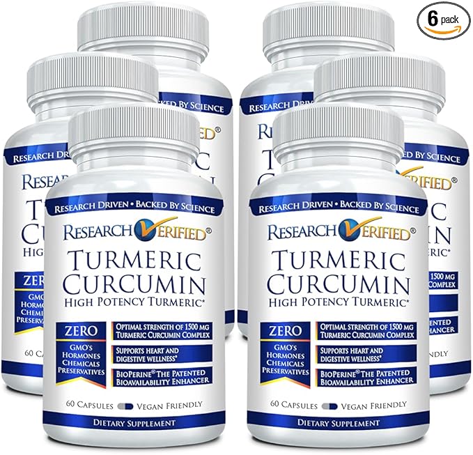 Research Verified Turmeric Curcumin - with BioPerine, Curcumin C3 Complex - Vegan - Made in The USA - 360 Capsules