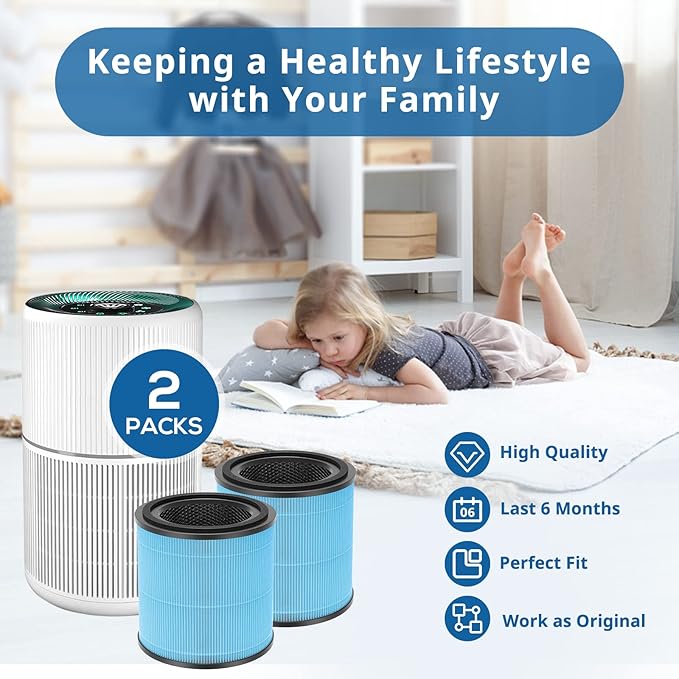 AP0601 Replacement Filters Compatible with AIRTOK Air Puri-fier, 4-in-1 H13 True HEPA Filters, High-Efficiency Activated Carbon Filter, AP0601-RF 2 Pack