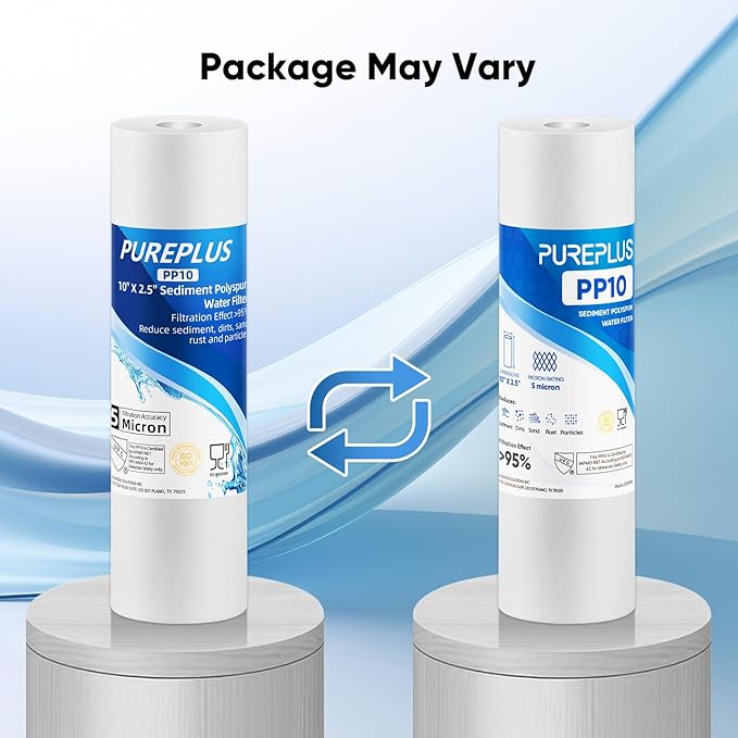 PUREPLUS 5 Micron 10" x 2.5" Whole House Sediment Home Water Filter Cartridge Replacement 1PACK