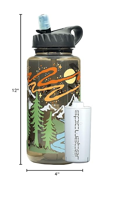 Epic Water Filters Nalgene OG Water Bottle with Filter, USA Made, BPA Free, Removes 99.99% Tap Water Contaminants, Forever Chemicals, Atomic Child, 32 oz