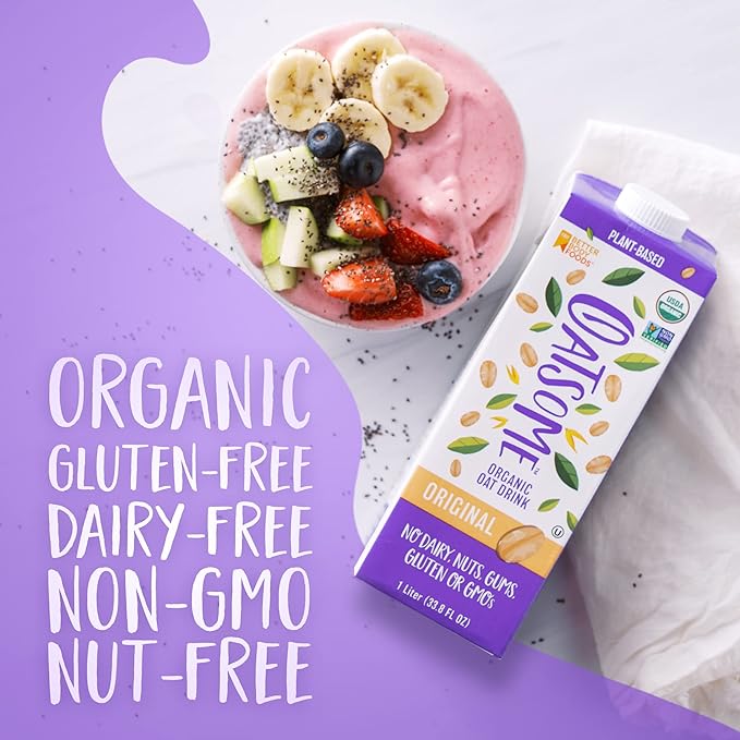 Oatsome Organic Oat Milk, 1-Liter Cartons, 6 Count, Regular, 202.86 Fl Oz (Pack of 2)