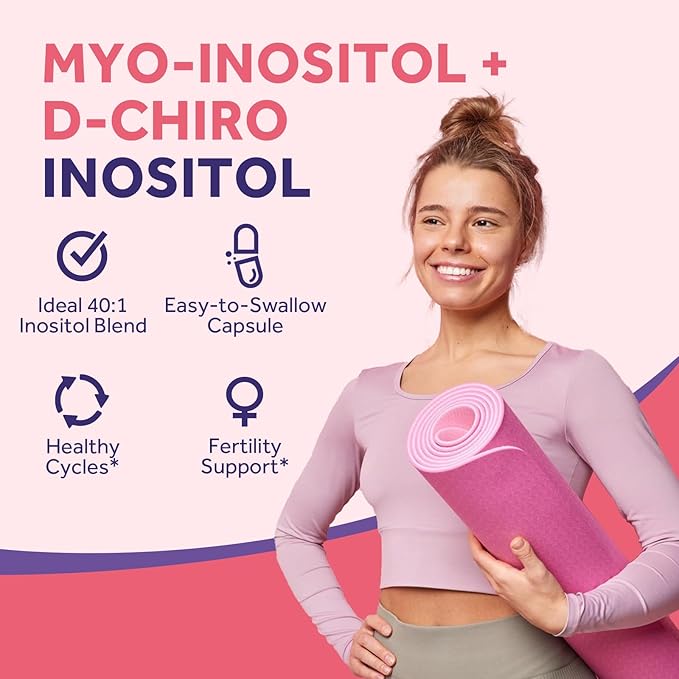 Doctor's Recipes Inositol Supplement, Myo-Inositol & D-Chiro Inositol Capsules 2050mg per Serving, Ideal 40:1 Blend, Hormone Balance for Women, Ovarian Function & Fertility Support, 120 Vegan Caps