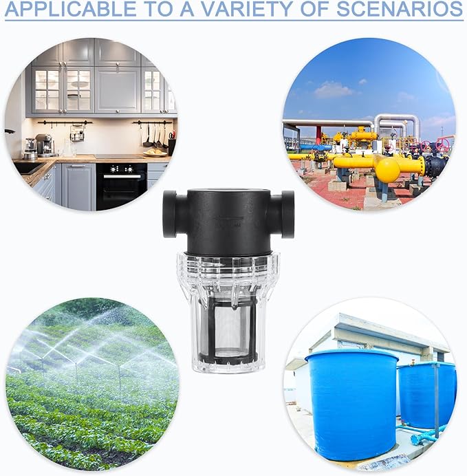 uxcell Pressure Washer Filter 1/2" NPT Female Thread, Inline Mesh Strainer Attachment, Stainless Steel Screen with Sealant Tape for Outdoor Gardening Inlet Water (Size:80 Mesh)