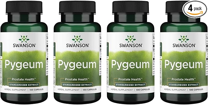 Swanson Pygeum - Herbal Supplement Promoting Male Prostate Health, Bladder, and Urinary Tract Health Support - Mens Health Supplement - (100 Capsules, 125mg Each) (4 Pack)