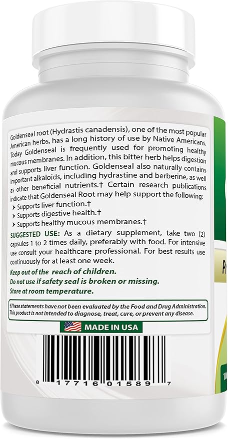 Best Naturals Goldenseal Root 570 mg (Non-GMO) 100 Capsules (100 Count (Pack of 3))