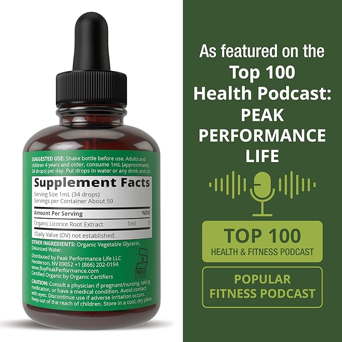 USDA Organic Licorice Root Extract Liquid Drops Supplement. Vegan Tincture for Digestion + Respiratory Health. Extracto de Regaliz Root Oil Herb. Zero Sugar, Gluten Free Supplements for Women and Men