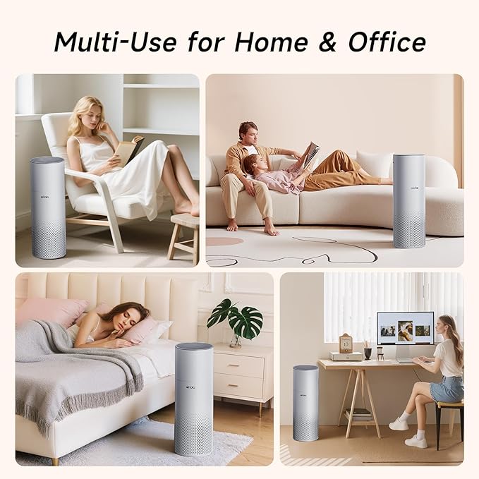 Afloia Humidifier and Air Purifier in One, Air Purifier and Evaporative Humidifier Combo for Home, 24dB Quiet Air Cleaner Remove Pets Dust Dander Hair Allergy Pollen Smoke Smell for Room, Dark Blue