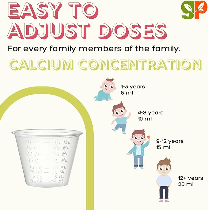 GreenPeach Organic Liquid Calcium for Kids - Magnesium, Zinc, Calcium Citrate & Vitamin D3 Calming Syrup & Liquid Calcium Supplement, NO Sugar NO Artificial Flavors, Vegetarian Halal Kosher