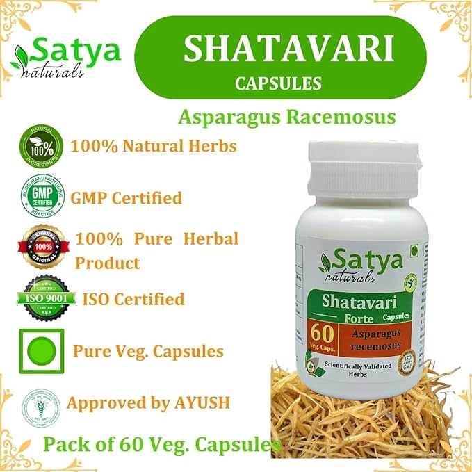 Generic Capsule Shatavari Forte (Asparagus racemosus) Capsules, Pack of 60 x 500 mg. Veg. Capsules (Set of 4)