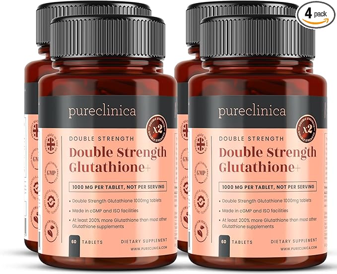 Glutathione 1000mg x 240 Tablets (4 Bottles of 60)- w/500mg Glutathione, 300mg ALA, and 200mg VIT C per Tablet