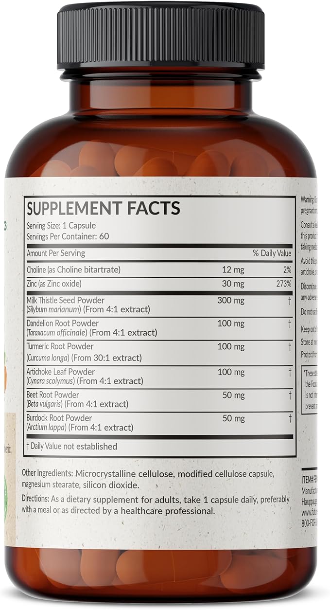 Futurebiotics Liver Detox Advanced Detox & Cleanse Formula Supports Healthy Liver Function with Milk Thistle, Dandelion Root, Turmeric Artichoke Leaf, & More, Non-GMO, 60 Vegetarian Capsules