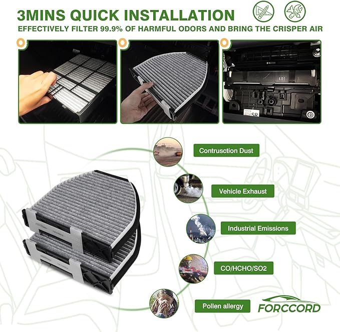 2-PACK HEPA Cabin Air Filter Fits for Mercedes-BENZ AMG C230 C300 E350 GLK350 C350 CLS550 CUK29005 Activated Carbon Cabin Filter Replacement CF10934 Car Accessories