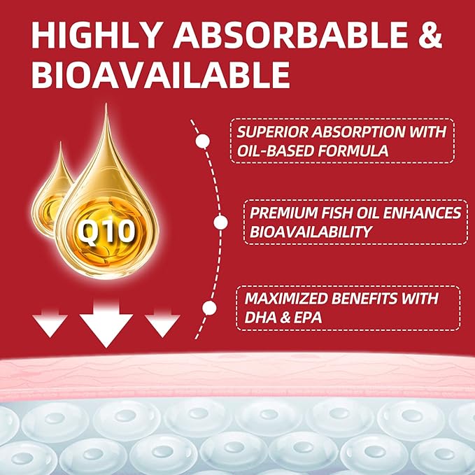CoQ10-400mg-Softgels with PQQ & Omega 3, Maximum Absorption Coenzyme Q10, Powerful Antioxidant for Heart Health & Energy Production, 120 Count, Non-GMO