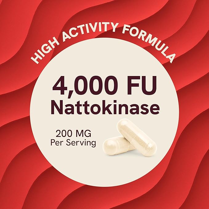 Nattokinase Supplement 4000 FU | Supports Healthy Circulation and Maintains Fibrin Levels | Nattokinase 4000 FU per Serving | Derived from Natto | Vegan & Non-GMO | 60 Capsules (1 Month Supply)